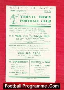 Yeovil Town v Worcester City 1948 - football programme