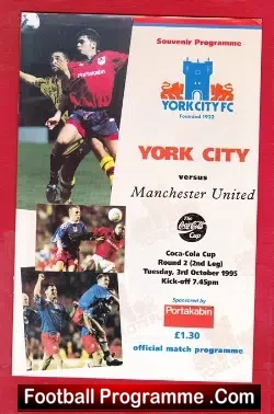 York City v Manchester United 1995 - football programme