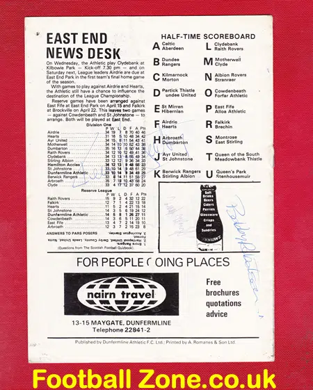 Dunfermline Athletic v Hamilton Acc 1980 - Multi Autographed