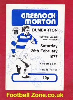 Greenock Morton v Dumbarton 1977 – Multi Autographs Signed