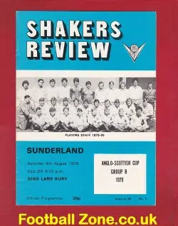 Bury v Sunderland 1979 – Anglo Scottish Cup