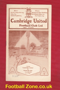 Cambridge United v Hapoel Tel Aviv 1963 – Friendly Match