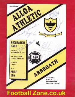 Alloa Athletic v Arbroath 1990 – Multi Autographed Signed