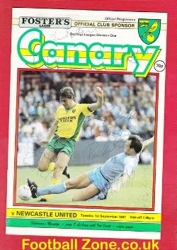 Norwich City v Newcastle United 1987 - Multi Autographed