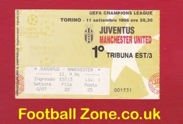Juventus v Manchester United 1996 - Football Ticket