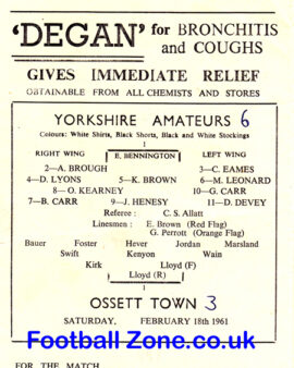 Yorkshire Amateurs v Ossett Town 1961 – West Riding Cup