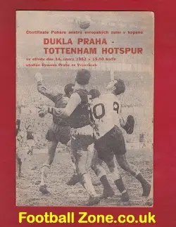 Dukla Prague v Tottenham 1962 - European Cup QF