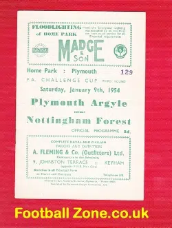 Plymouth Argyle v Nottingham Forest 1954