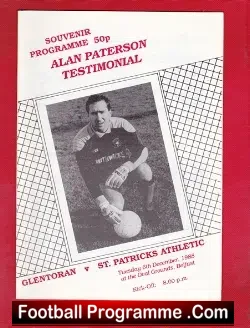Alan Paterson Testimonial Benefit Match Glentoran 1988 - football programme