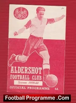 Aldershot v Aldershot Professional Army X1 1959 - Friendly Match - football programme