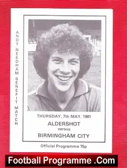 Andy Needham Testimonial Benefit Match Aldershot 1981 - football programme