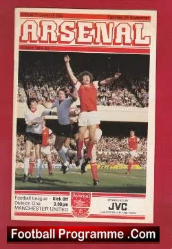 Arsenal v Manchester United 1981 - football programme