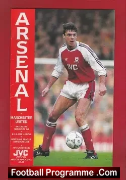 Arsenal v Manchester United 1992 - football programme
