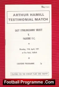 Arthur Hamill Testimonial Benefit Match East Stirling 1971 - football programme