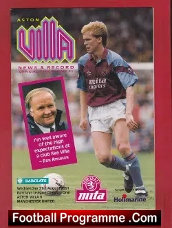 Aston Villa v Manchester United 1991 - football programme
