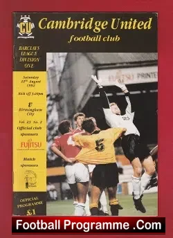 Cambridge United v Birmingham City 1992 - Multi Autographed - football programme
