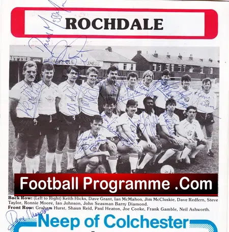 Colchester United v Rochdale 1985 - Multi Autographed