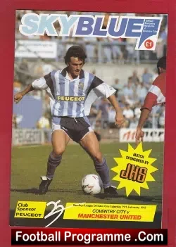 Coventry City v Manchester United 1992 - football programme