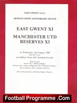 East Gwent v Manchester United 1988 – at Caldicot AFC