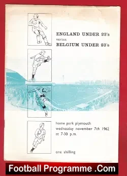 England v Belgium 1962 – Under 23’s Match