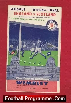 England v Scotland 1952 – Schoolboys Match + Duncan Edawrds