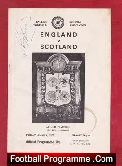 England v Scotland 1977 – Schoolboys signed Tony Book