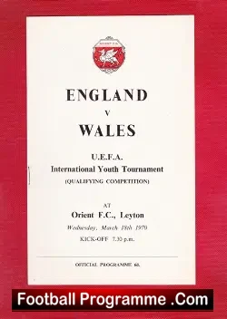 England v Wales 1970 – Youth Match at Leyton + Perryman