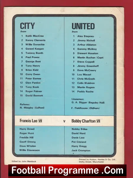 Glyn Pardoe Testimonial Manchester City 1977 - Autographed SEE