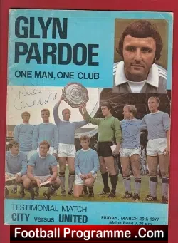 Glyn Pardoe Testimonial Manchester City 1977 Bobby Charlton Signed