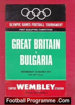 Great Britain v Bulgaria 1971 - Olympic Games Football - sport programme