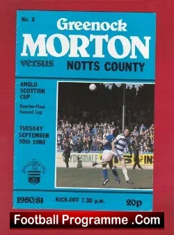 Greenock Morton v Notts County 1980 – Anglo Scottish Cup