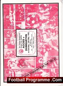 Hamilton Academical v Dumbarton 1982 - Multi Autographed Signed - football programme