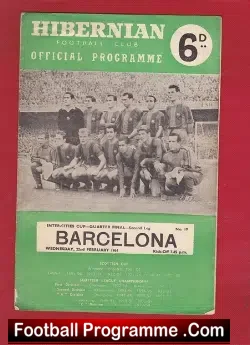 Hibernian Hibs v Barcelona 1961 - plus newspaper article - football memorabilia