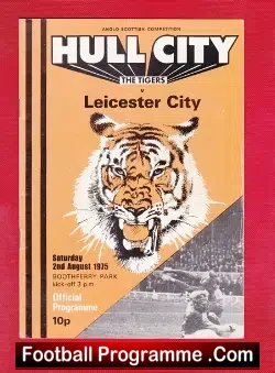 Hull City v Leicester City 1975 - Anglo Scottish Cup - football programme