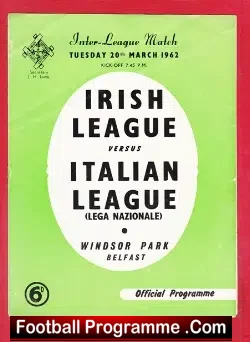 Irish League v Italian League 1962 – Belfast