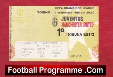 Juventus v Manchester United 1996 – Football Ticket
