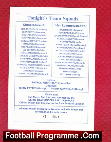 Kilmore Rec v Irish Football League 1987 – Windsor Park Belfast