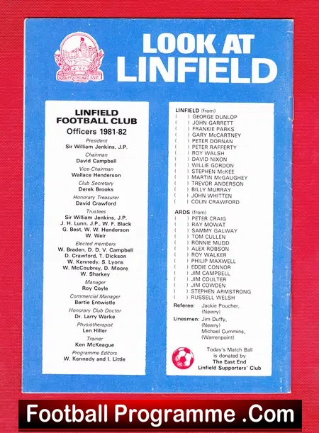 Linfield v Ards 1981 – Autographed Signed