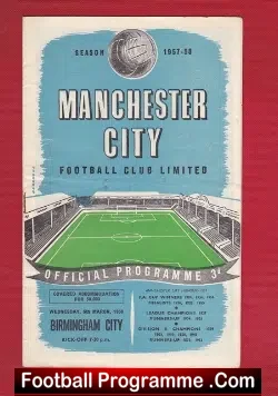 Manchester City v Birmingham City 1958 - Munich Rearranged Match - football programme