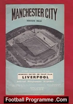 Manchester City v Liverpool 1962 - plus Token Voucher Sheet - football programme