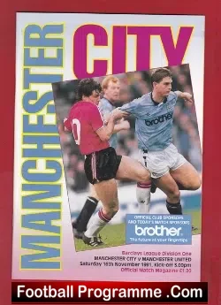 Manchester City v Manchester United 1991 - football programme