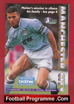 Manchester City v Manchester United 1993 - Comeback 2 - 3 Score - football programme