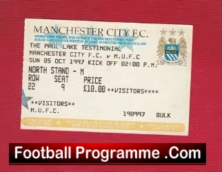 Manchester City v Manchester United 1997 - Paul Lake Testimonial - football memorabilia