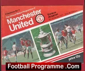 Manchester United v Arsenal 1977 - football programme