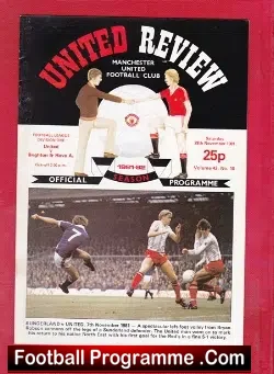 Manchester United v Brighton 1981 - football programme