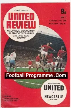 Manchester United v Newcastle United 1969 - football programme