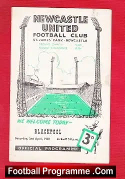 Newcastle United v Blackpool 1960 - football programme