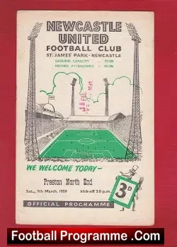 Newcastle United v Preston 1959 - football programme
