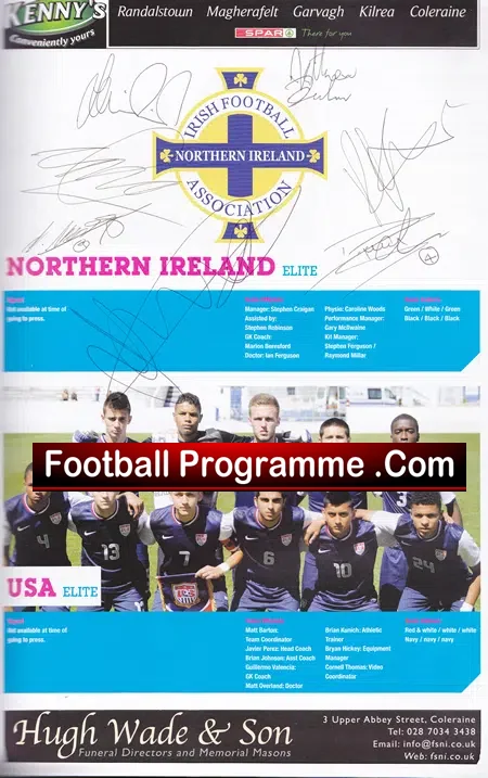Northern Ireland Youth Cup Inc Manchester United 2013 – Signed