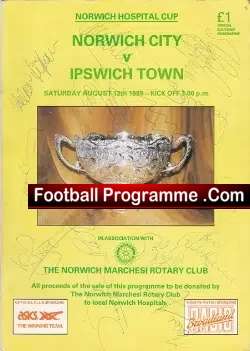 Norwich City v Ipswich Town 1989 – Hospital Cup Multi Autographs